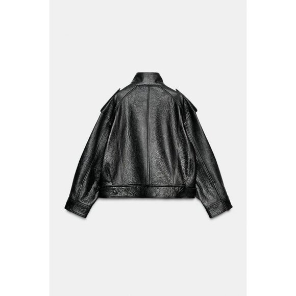 ZARA LEATHER BOMBER JACKET ZW COLLECTION LIMITED EDITION - Picture 3 of 4